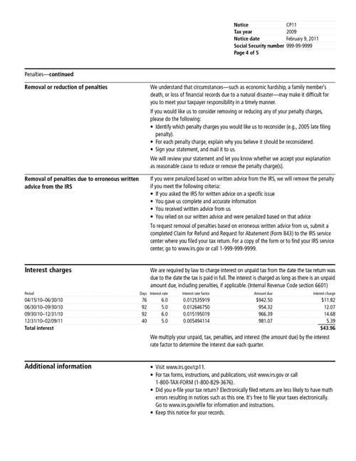 CP11 Notice (OTC Notice Project) - Page 4 Image of page 4 of a printed IRS CP11 Notice