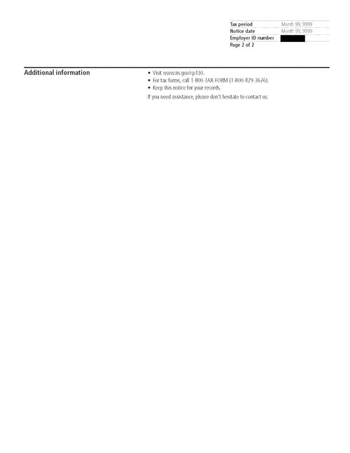 CP130 Notice (TACT Notice Project) - Page 2 Image of a printed IRS CP130 Notice