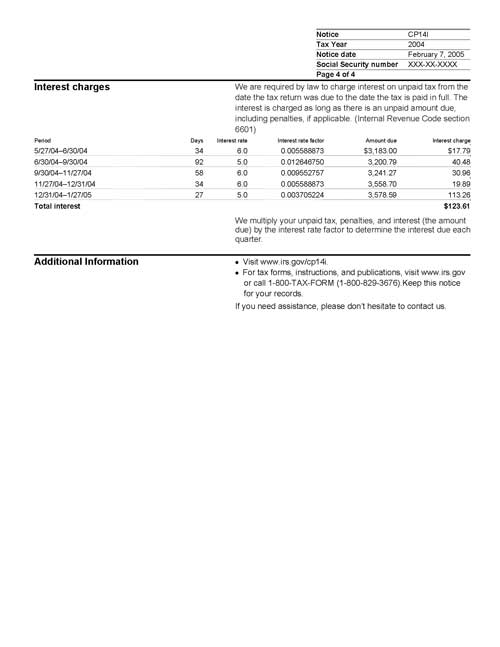 CP14I Notice (OTC Notice Project) - Page 4 Image of page 4 of a printed IRS CP14I Notice