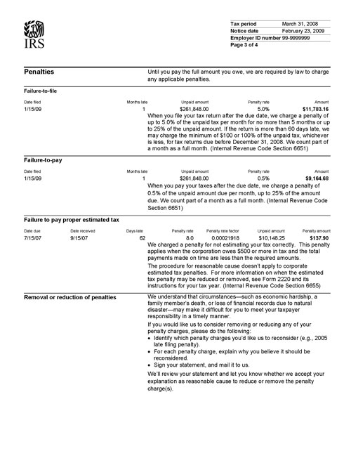 Image of page 3 of a printed IRS CP161 Notice