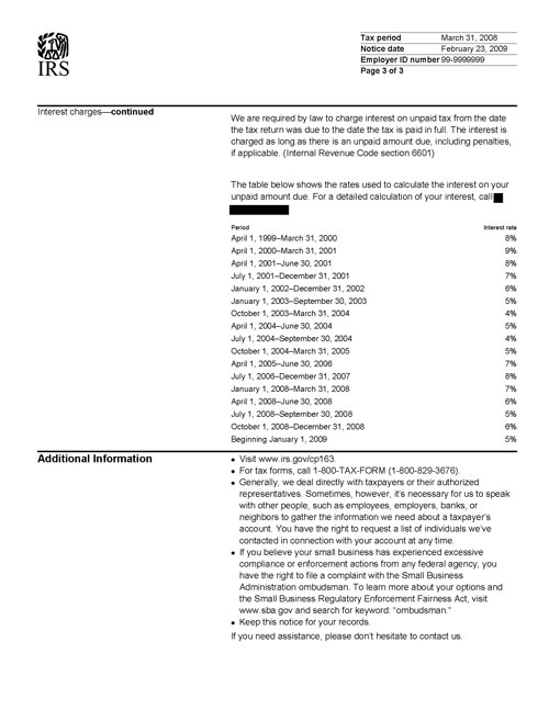 Image of page 3 of a printed IRS CP163 Notice