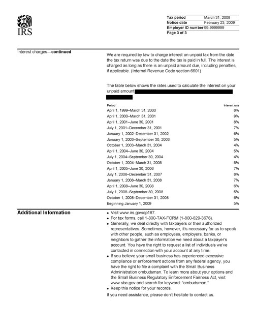 Image of page 3 of a printed IRS CP187 Notice