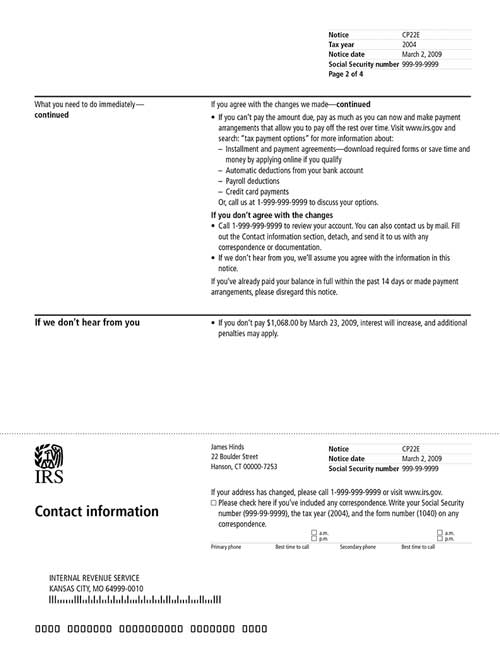 CP22E Notice (OTC Notice Project) - Page 2 Image of page 2 of a printed IRS CP22E Notice