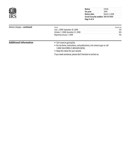 CP22E Notice (OTC Notice Project) - Page 4 Image of page 4 of a printed IRS CP22E Notice