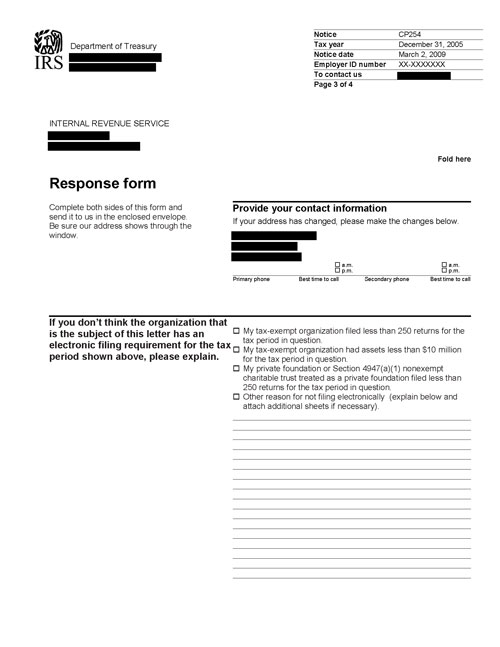 Image of page 3 of a printed IRS CP254 Notice