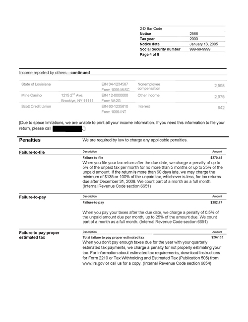 Image of page 4 of a printed IRS CP2566 Notice