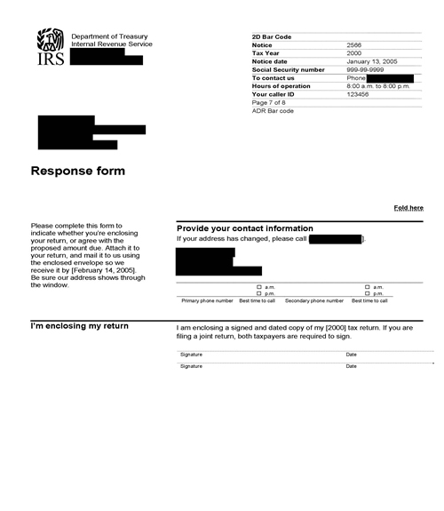 Image of page 7 of a printed IRS CP2566 Notice