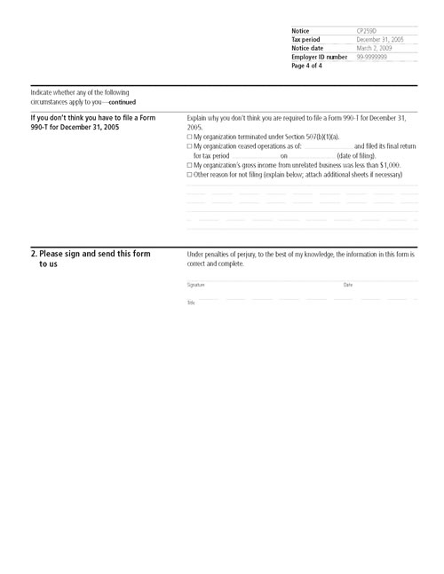CP259D Notice (OTC Notice Project) - Page 4 Image of page 4 of a printed IRS CP259D Notice