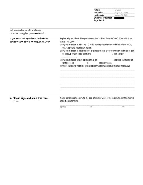 Image of page 4 of a printed IRS CP259E Notice