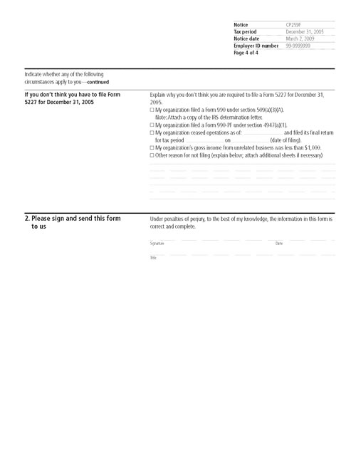 Image of page 4 of a printed IRS CP259F Notice