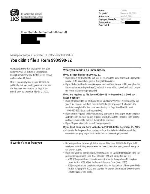 CP259H Notice (OTC Notice Project) - Page 1 Image of page 1 of a printed IRS CP259H Notice