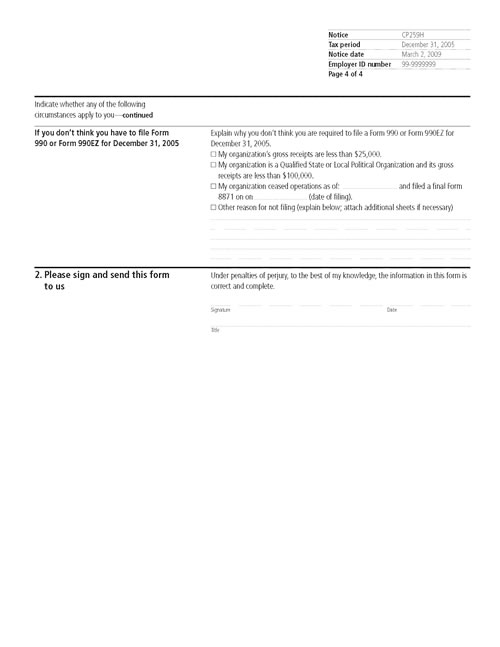 CP259H Notice (OTC Notice Project) - Page 4 Image of page 4 of a printed IRS CP259H Notice