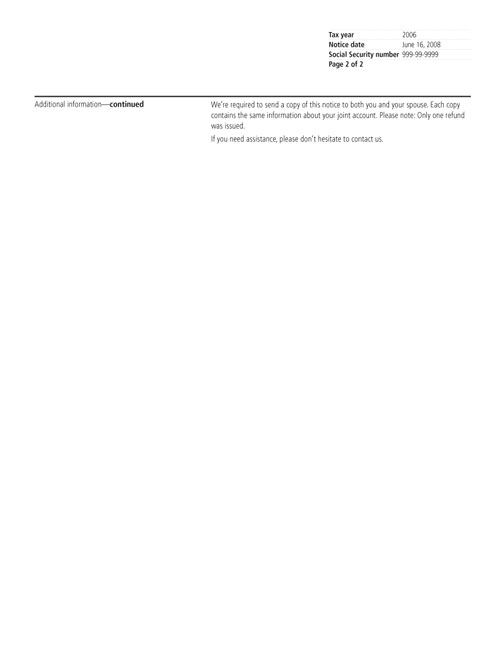 CP 31 Notice (TACT Notice Project) - Page 2 Image of a printed IRS CP 31 Notice