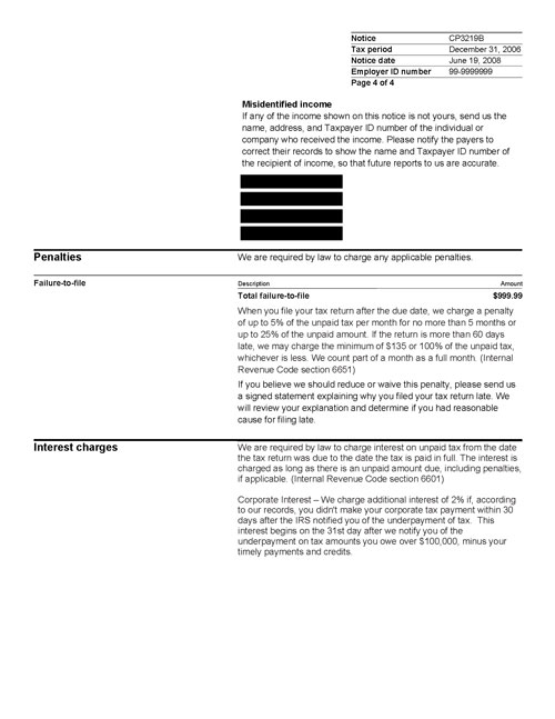 Image of page 4 of a printed IRS CP3219B Notice