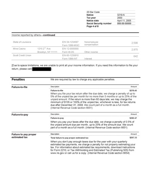 Image of page 4 of a printed IRS CP3219N Notice