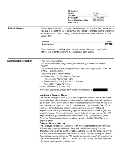 Image of page 5 of a printed IRS CP3219N Notice