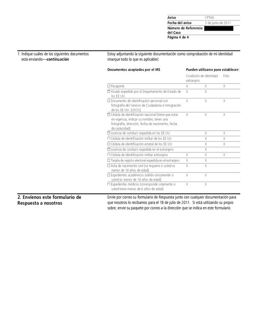 CP566 (SP) Notice (OTC Notice Project) - Page 4 Imagen de la página 4 del impreso un Aviso del IRS CP566