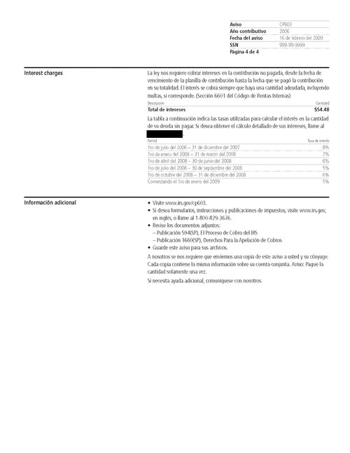 Image of page 4 of a printed IRS CP603 Notice