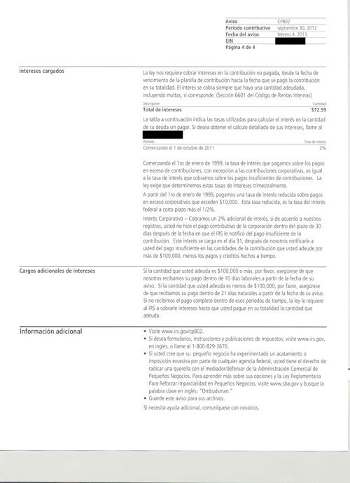 Image of page 3 of a printed IRS CP802 Notice