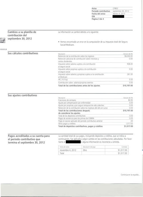 Image of page 4 of a printed IRS CP802 Notice