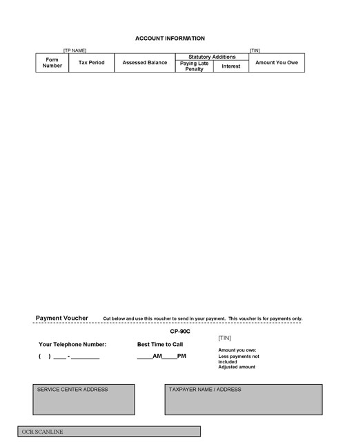 CP90C Notice (OTC Notice Project) - Page 3 Image of page 3 of a printed IRS CP90C Notice