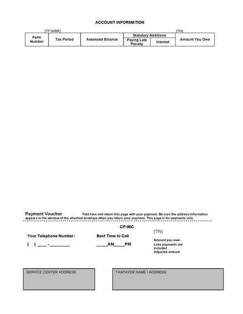 CP90C Notice (OTC Notice Project) - Page 4 Image of page 4 of a printed IRS CP90C Notice