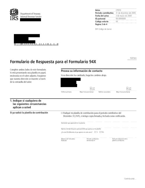 CP959 Notice (OTC Notice Project) - Page 3 Image of page 3 of a printed IRS CP959 Notice