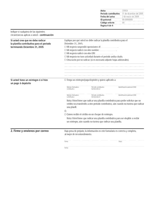CP959 Notice (OTC Notice Project) - Page 4 Image of page 4 of a printed IRS CP959 Notice