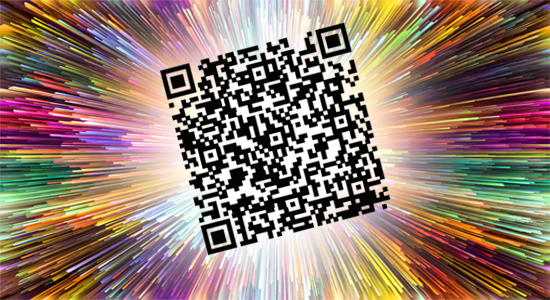 Tilted QR code with multicolor background