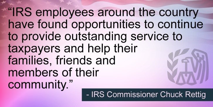 IRS Commissioner quote about employees providing outstanding service to taxpayers