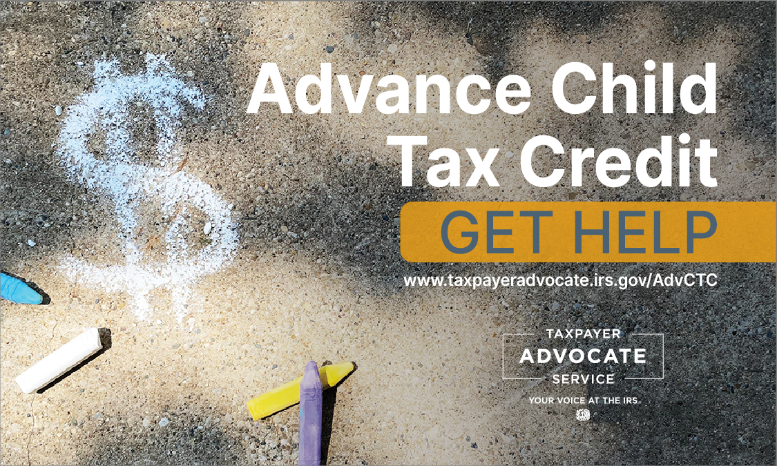 Advance Child Tax Credit Get Help image with dollar sign to left of text