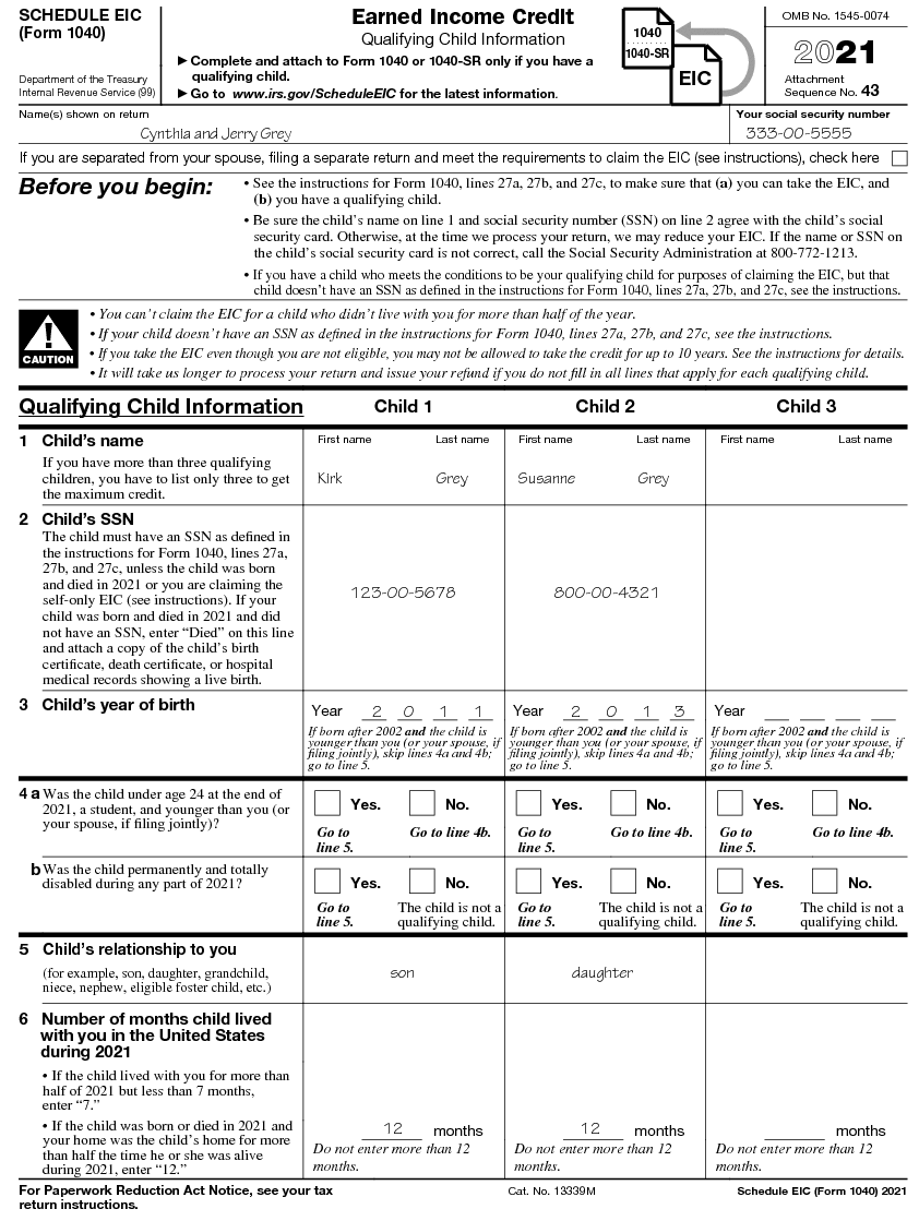 Eic Worksheet B Line 4a  Kidz Activities