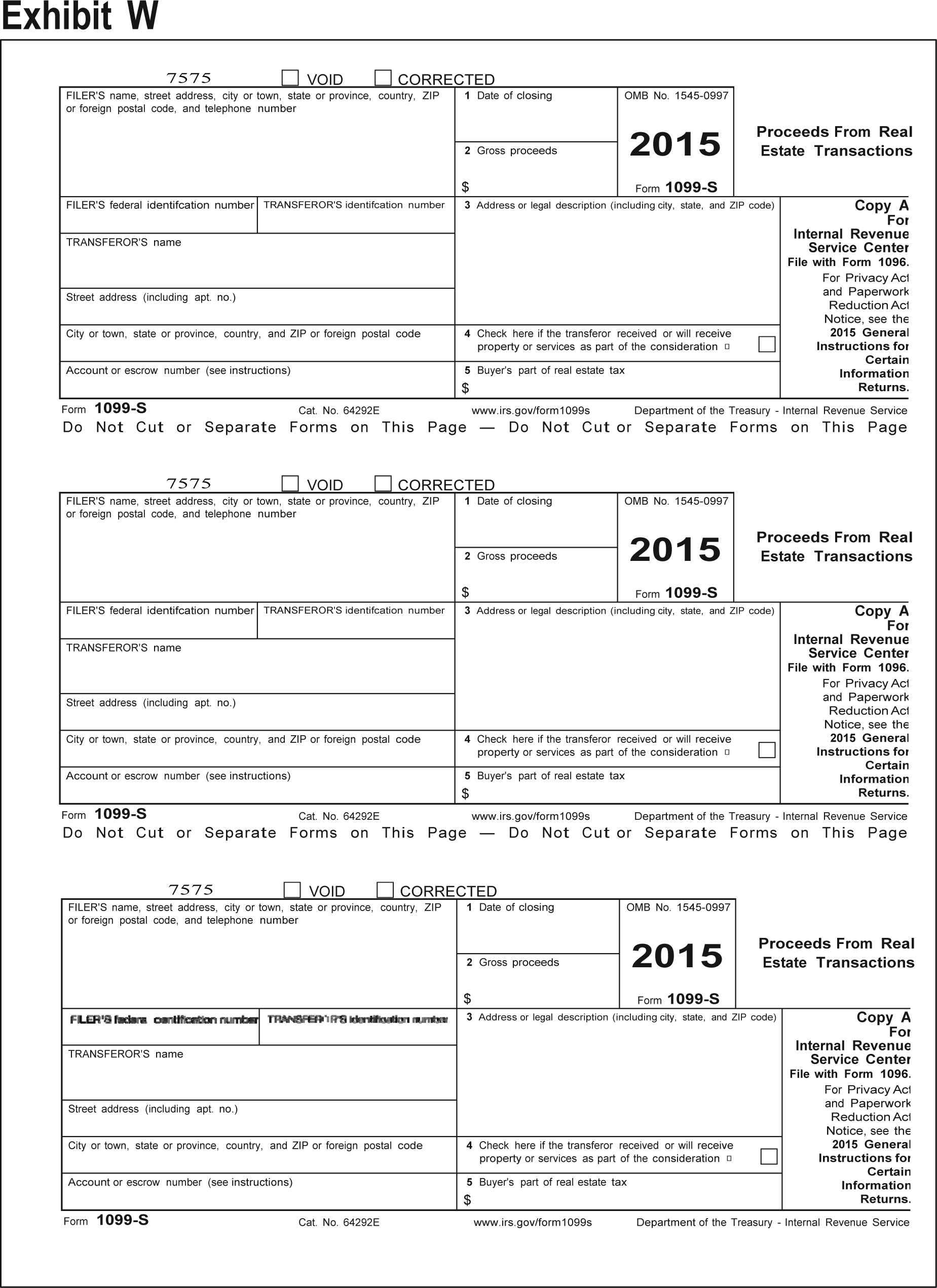 carbonless 6-part 2015 IRS Tax Form 1099-R single sheet set for 2 recipients