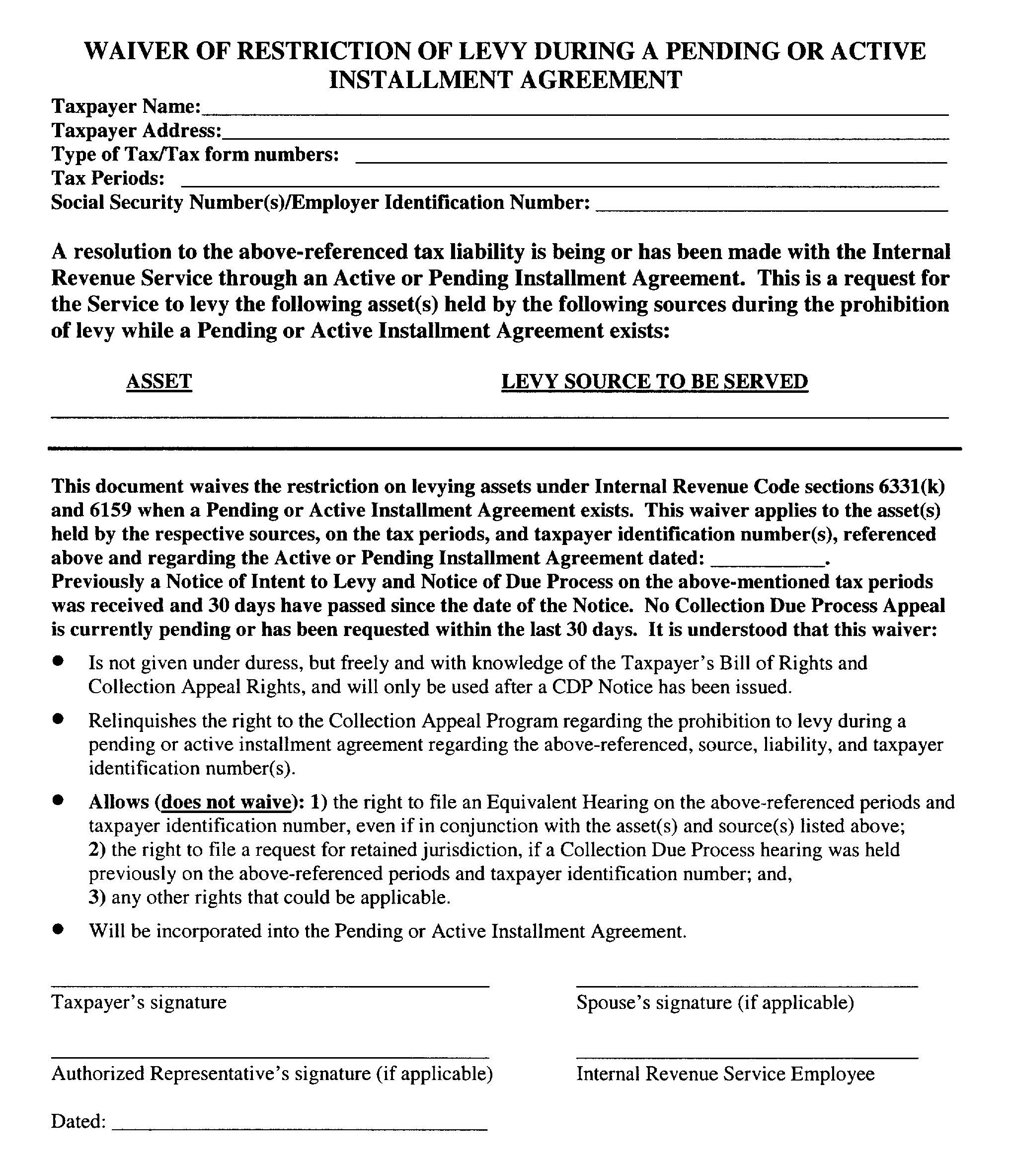 Federal Tax Levy Chart