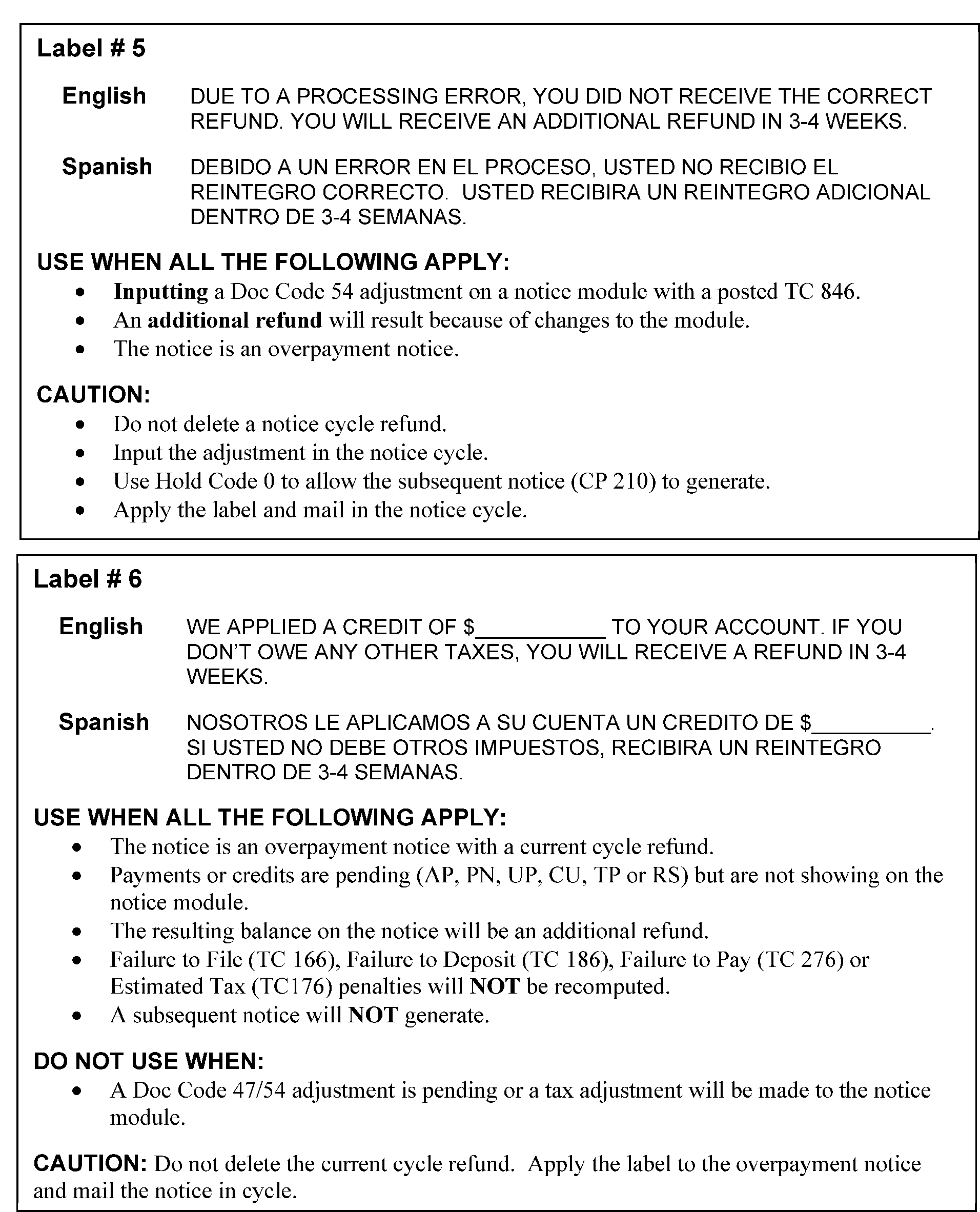 Irs Cycle Code Chart 2018