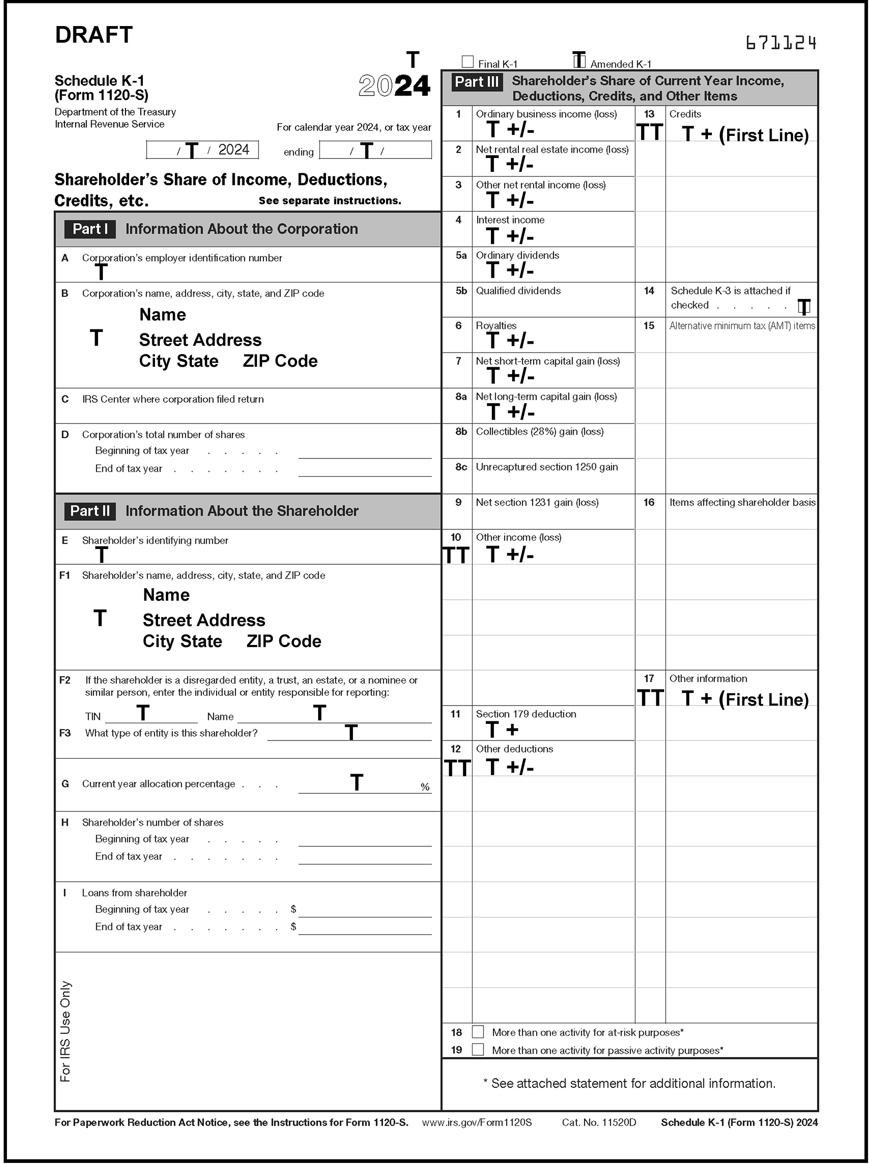 3 0 101 Schedule K 1 Processing Internal Revenue Service