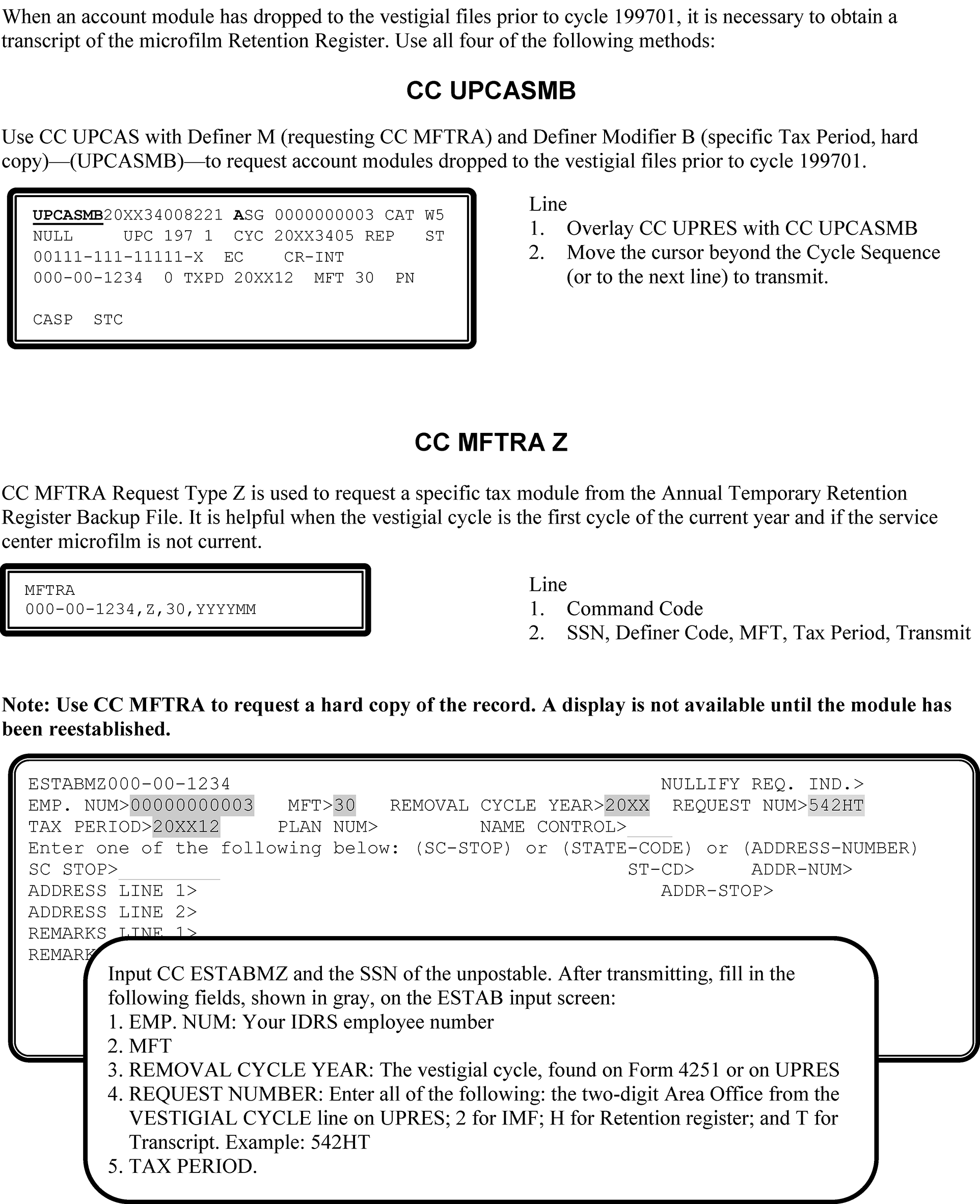 Irs Cycle Code Chart