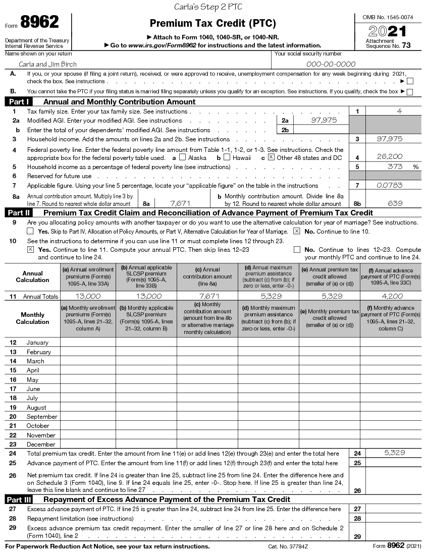 Publication 22 (22), Premium Tax Credit (PTC)  Internal Throughout Affordable Care Act Worksheet