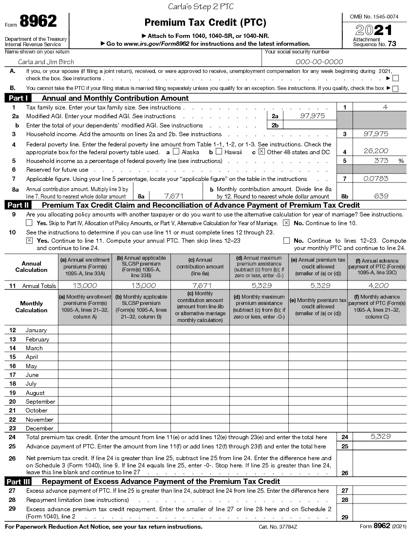 Publication 22 (22), Premium Tax Credit (PTC)  Internal Regarding Affordable Care Act Worksheet